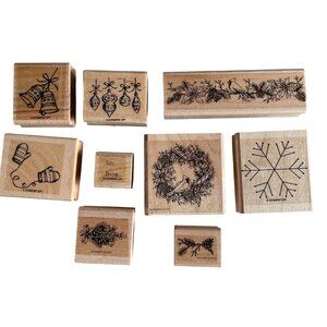 Stampin' Up! Holiday Rubber Stamp Set - Wood Mounted Christmas Designs
